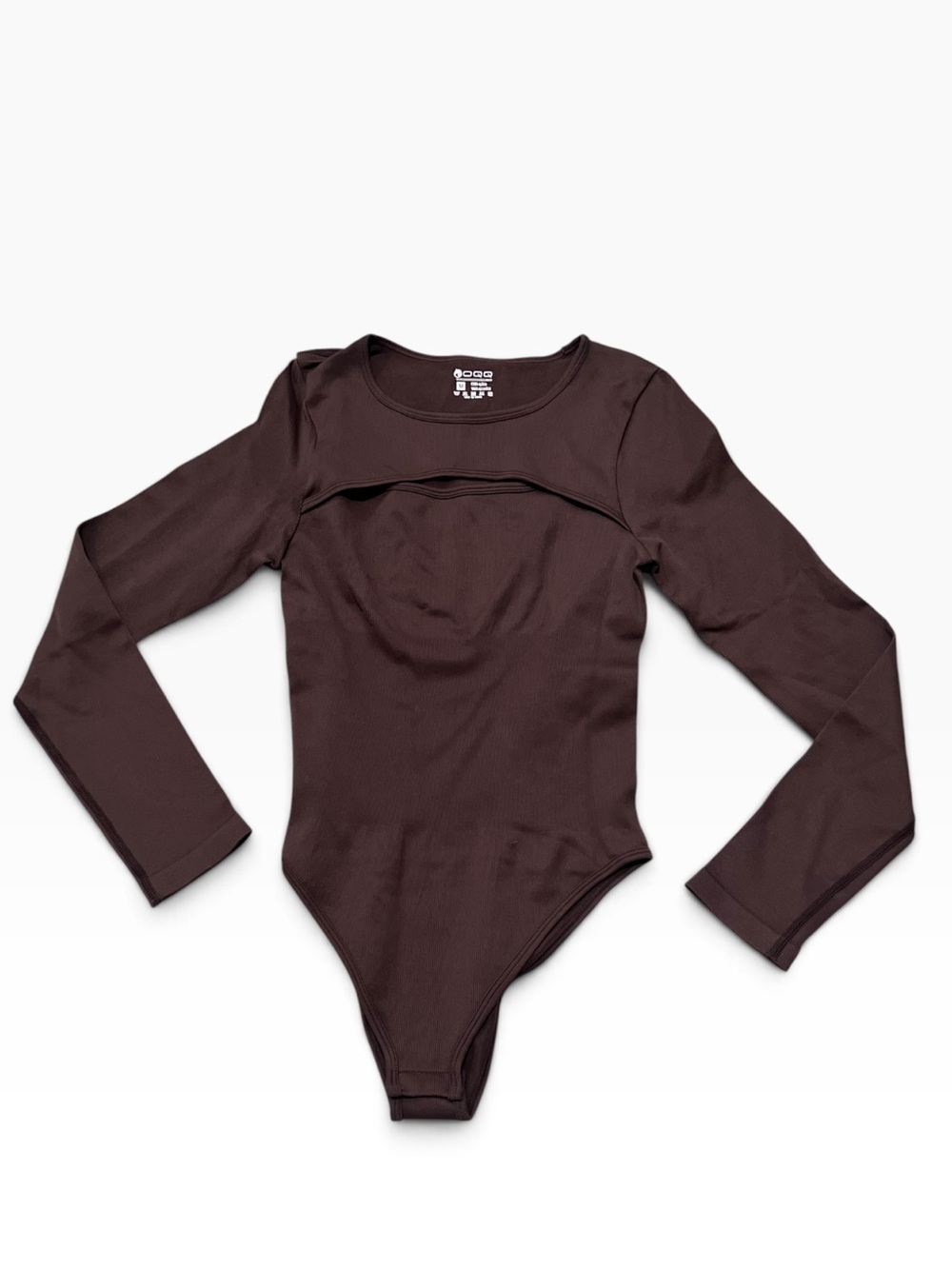 OQQ Ribbed Cut-Out Peek-A-Boo Long Sleeve Bodysuit NWOT Size Medium
